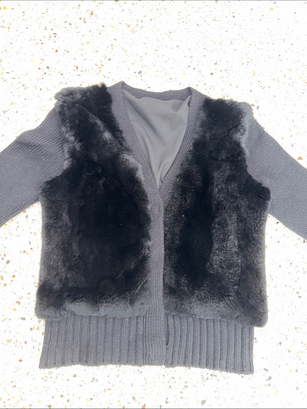 Vintage black sweater rabbit fur m medium